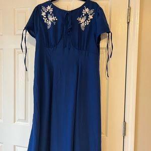 Unique Vintage 1940s Style Royal Blue Dress